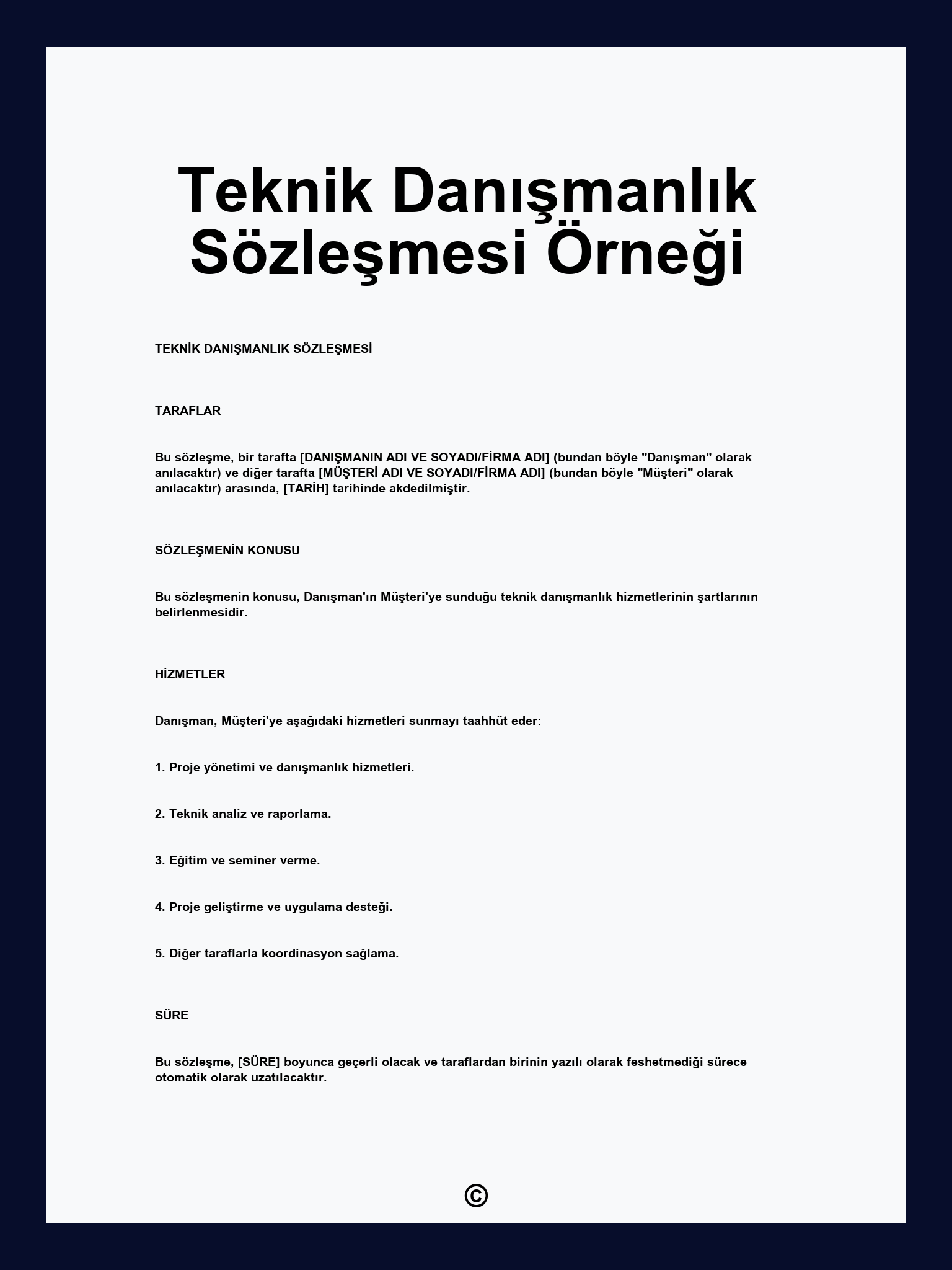 Teknik Danışmanlık Sözleşmesi Örneği