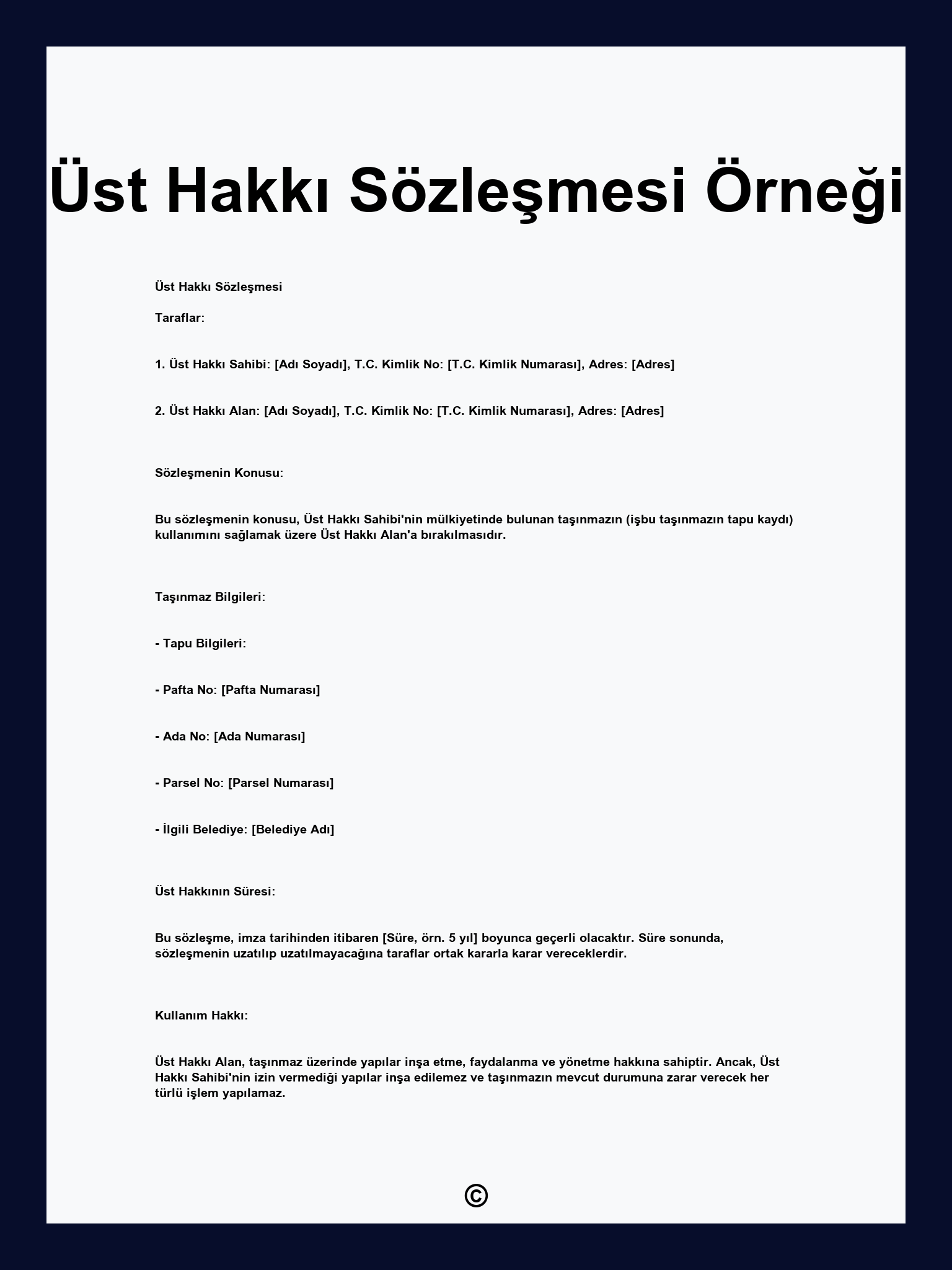 Üst Hakkı Sözleşmesi Örneği
